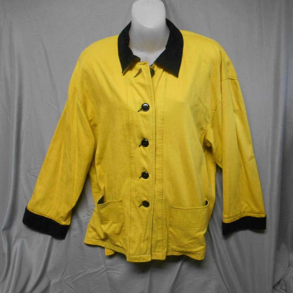 Vintage Cathy Hardwick yellow black top M